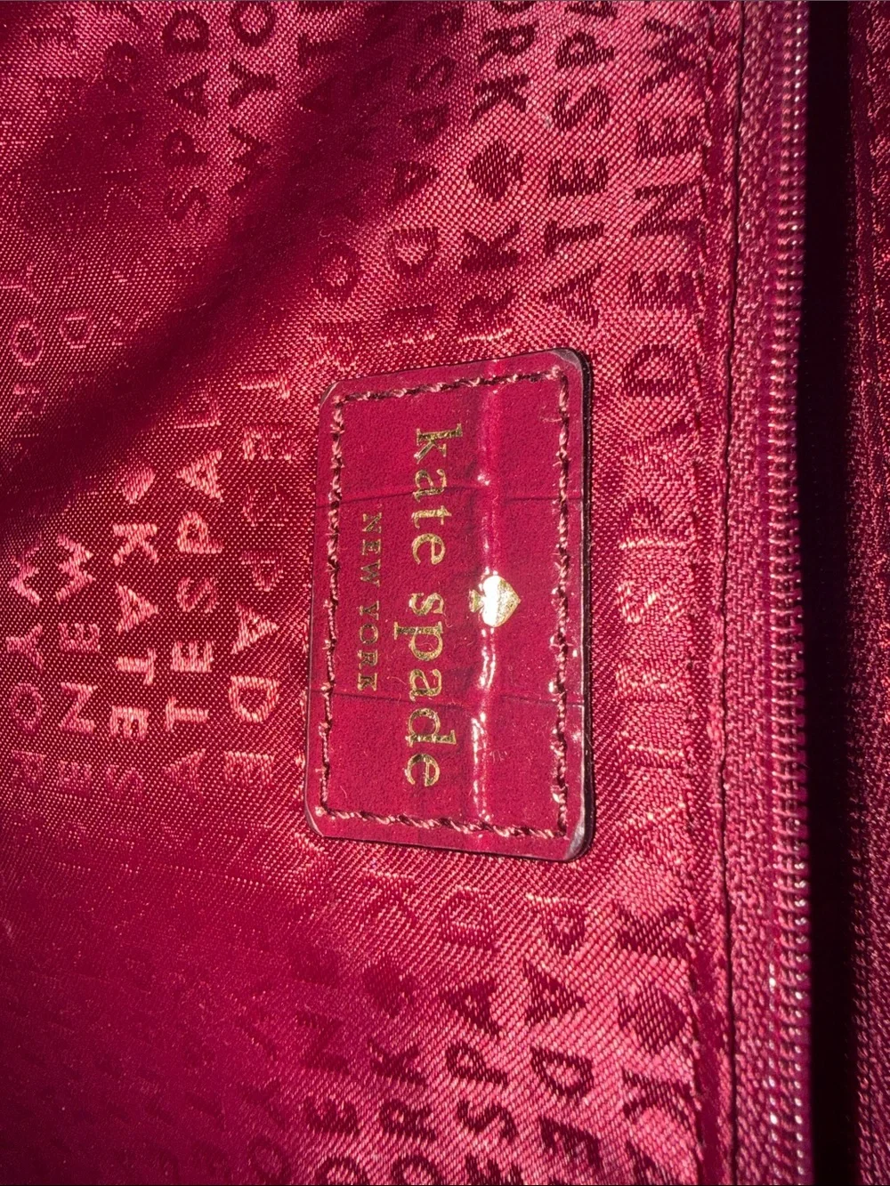 kate spade Croc-Embossed Deep Wine Tote minor scuffing see photos